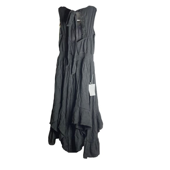 Mia Joy Maxi Dress Womens 7 Jemma Gray Ruffle Lace Hem Cut Out Back Cottagecore - Picture 2 of 6